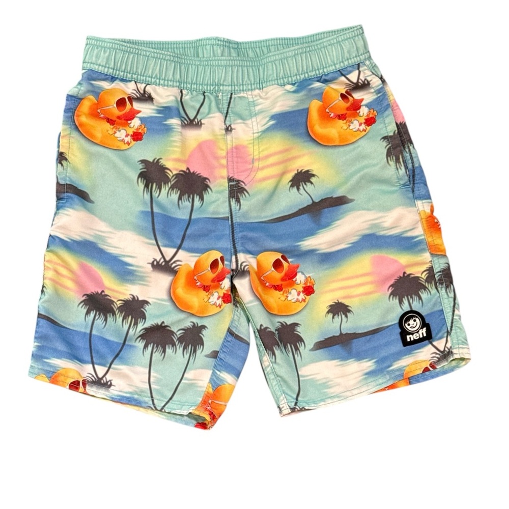Neff men’s duck swim shorts with vibrant colors